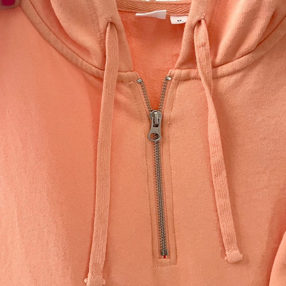 GapFit Orange 1/2 Zip Brushed Tech Jersey Hoodie Like New Size XS - Picture 3 of 8